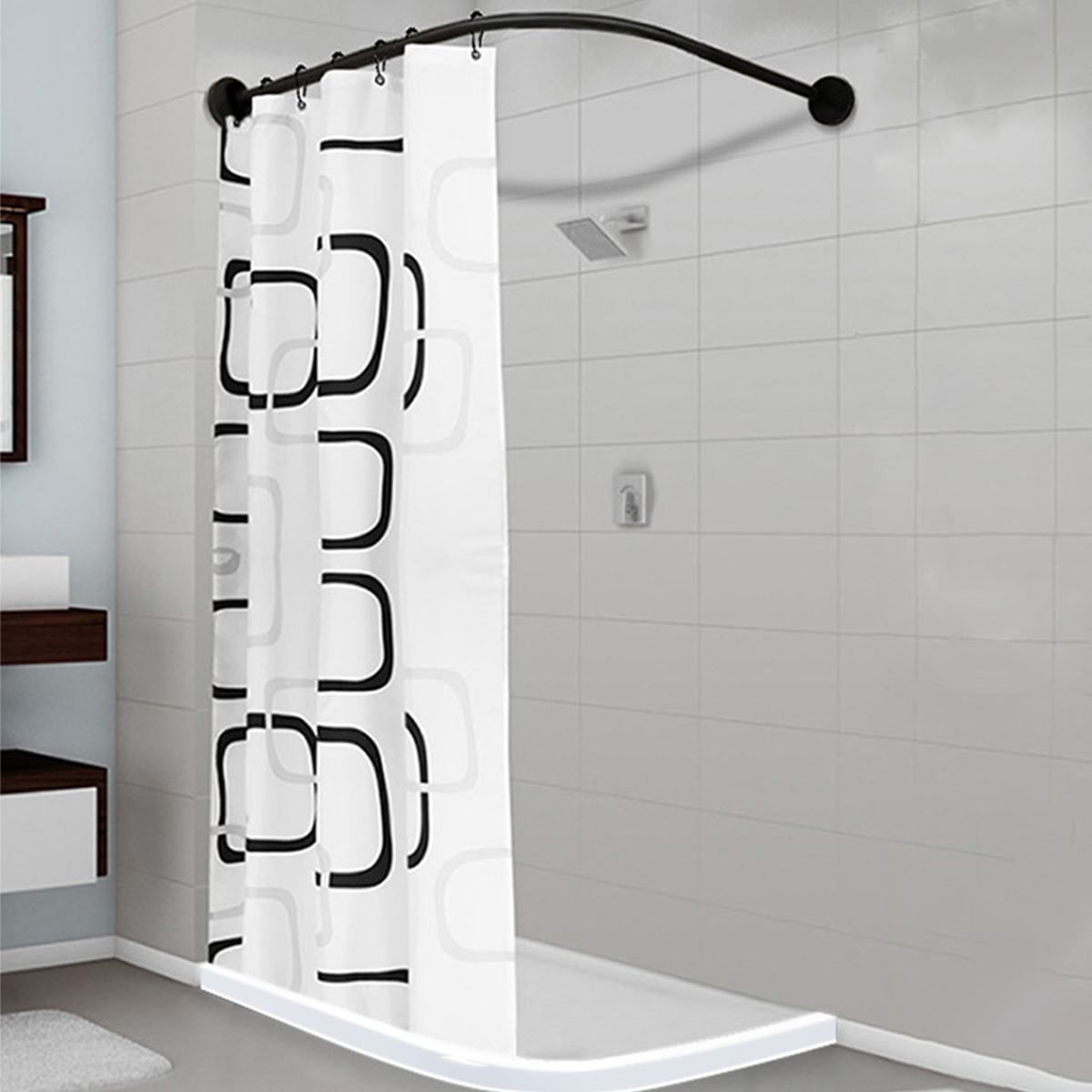 Extendable Corner Shower Curtain Rod Pole Black Stainless St