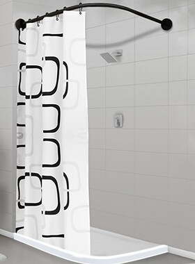 Extendable Corner Shower Curtain Rod Pole Black Stainless St