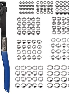 Single Ear Stepless Hose Clamps 180 Pcs 5.8-21 Mm + Ear Clam