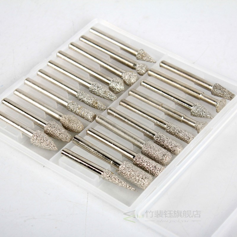 Raizi 20 Pcs Vacuum Brazed Diamond Burs Drill Bits Set For G