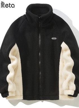 Una Reta S-3XL Winter Men's Coat New Patchwork Lamb Wool Par