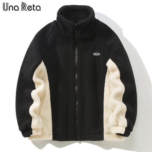 Una Reta S-3XL Winter Men's Coat New Patchwork Lamb Wool Par