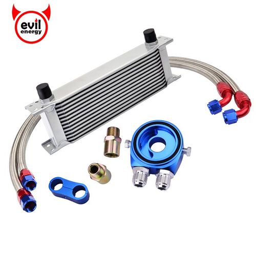 13Row AN10 Engine Transmission Oil Cooler Kit+Gauge Sensor P