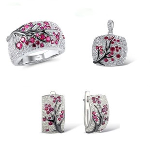 Romantic 925 Sterling Silver Jewelry Sets for Women Shiny Re