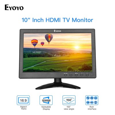 Eyoyo 10 inch Small TV Monitor HDMI 1024x600 LCD Screen with