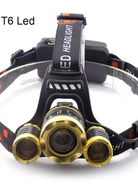 Super Bright 3*T6 LED Headlamp Zoomable Focus Frontale LED H