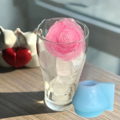 3D Silicone Rose Shape Ice Cubes Mold Mould for Cocktails Dr