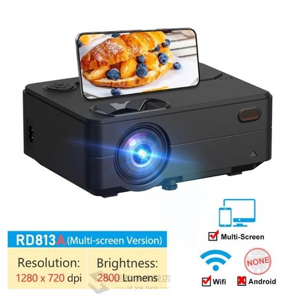 RD813 Mini Projector 1280 x 720P WiFi Multi Screen Projector