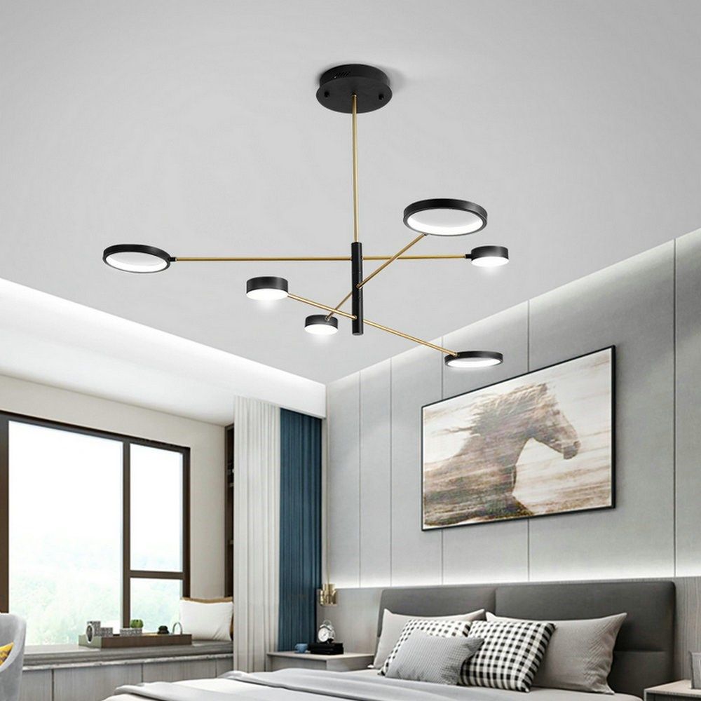 nordic matte black led dimmable 4/6/8 multi-head chandelier