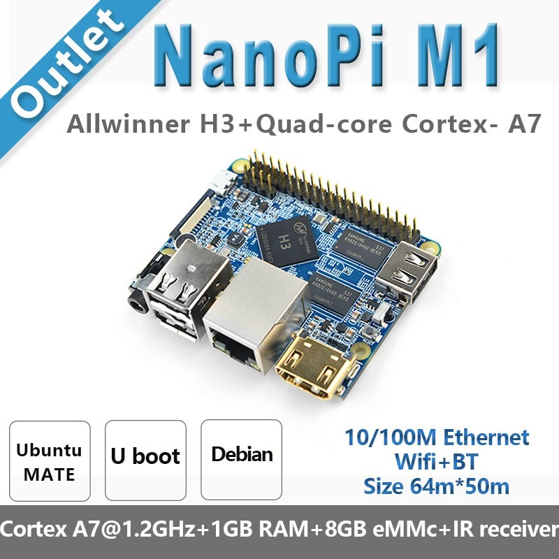 NanoPi M1 plus  Allwinner H3,Quad-Core A7@1.2GHz Demo Board