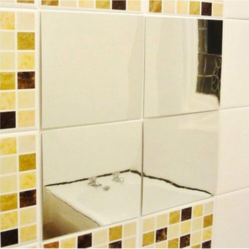 9/16pc Home Bathroom Mirror Tile Wall Sticker Square Self A