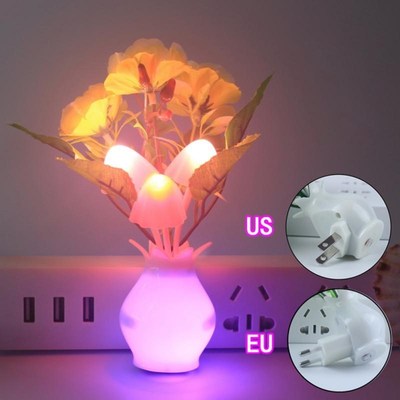 Night Light Colorful Flower Luminous Lamp EU/US Plug