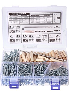 482Pcs 25-64mm Self Tapping Pocket Hole Screw Project Kit SQ