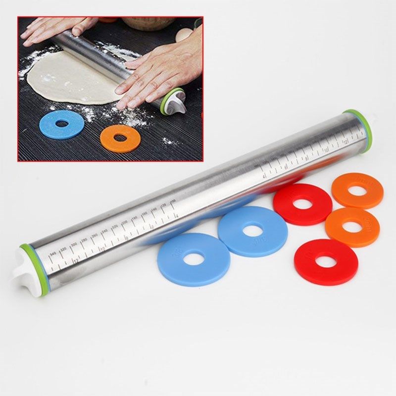17inch adjustable stainless steel rolling pin with dough mat