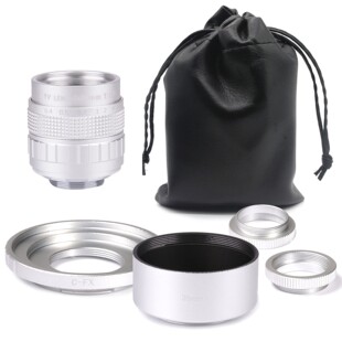 Silver Fujian 35mm f/1.7 APS C  Lens+adapter ring+2 Mac