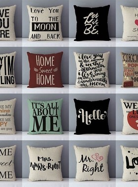 Popular phrase words letters printed couch cushion home deco