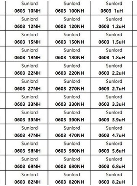 0603 SMD Multilayer Inductor Sample Book 1nH~22uH 52Valuesx2