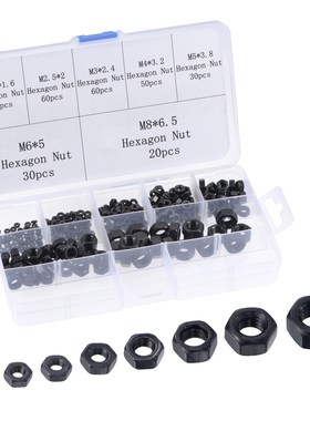 Hex Nuts  - 310Pcs 7-Size Metric Coarse Thread Carbon Steel
