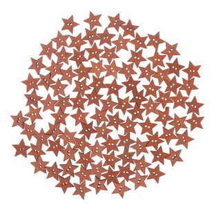 100Pcs 2 Holes DIY Star Shape Wooden Button Scrapbook Craft
