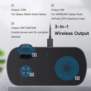 3 in 1 Wireless Charger For Samsung Watch Galaxy Buds Plus E