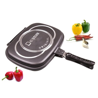 HOT SALE 32/36cm Double Side Grill Fry Pan Cookware Tool Ste