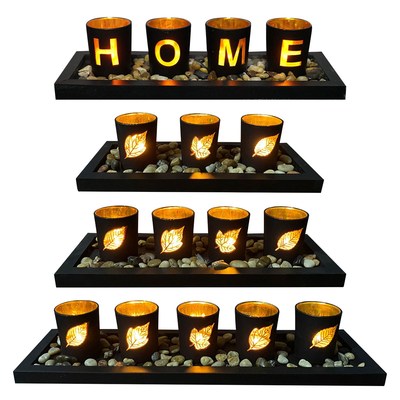 Home Candlestick Wooden Tea Candle Holder Creates Warm Light