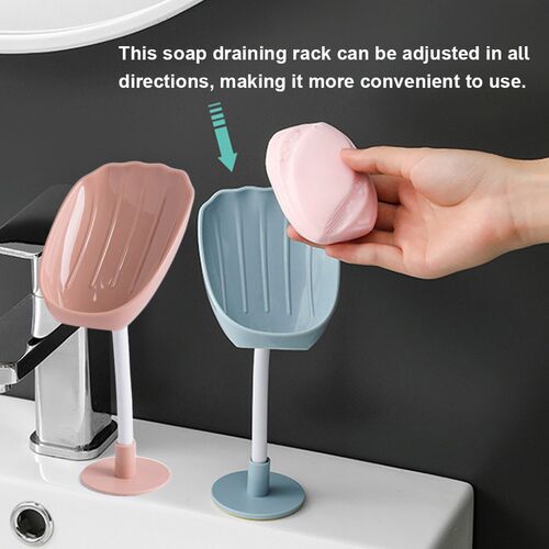 Shell Shaped Soap Box Sponge Drain Holder Drill-free Adhesiv