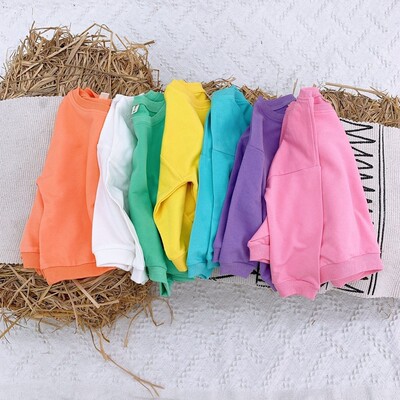 Children Hoodies Sweatshirts Boys Girls Kids Solid Color Cot