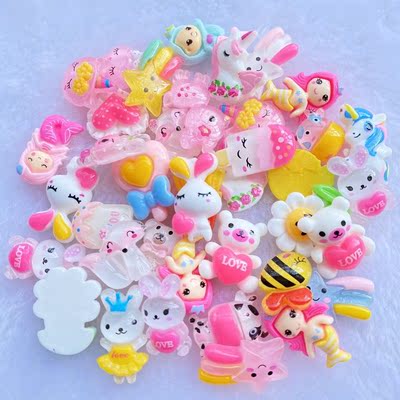 20Pcs Mixed Colorful Resin Bear, meteor, popsicle，Cabochons