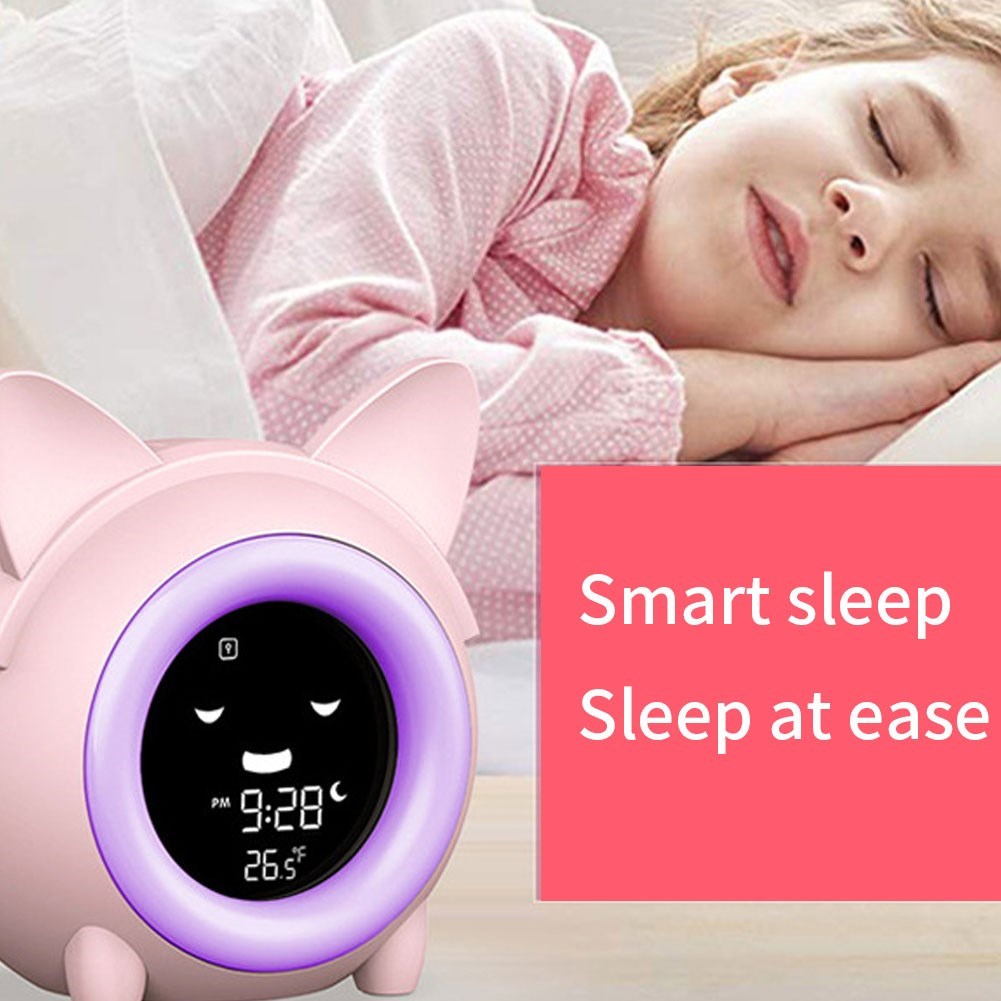 Kids Child Alarm Clock Sleep Training Clock Colorful Night L
