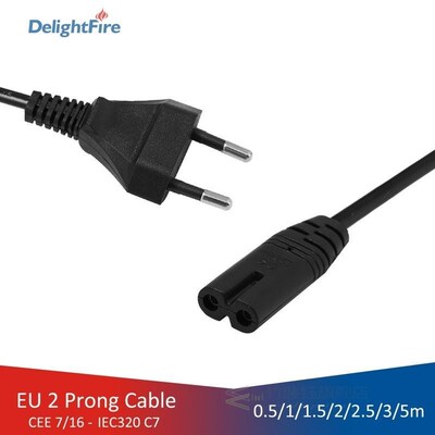 EU Power Cable Extension 2 Prong Cable Flat Cord IEC320 C7 F