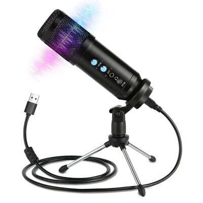 USB Condenser Microphone Aluminum Alloy PC Microphone Set L