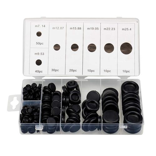 170pcs Black Rubber Grommet Firewall Hole Plug Retaining Rin