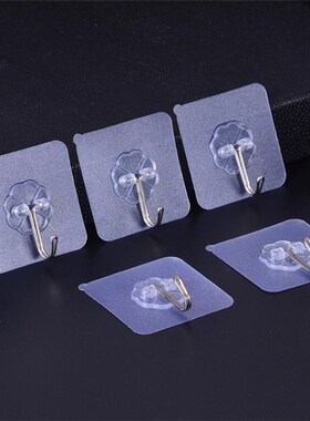 5Pcs Wall Hooks Waterproof Oilproof Self Adhesive Transparen