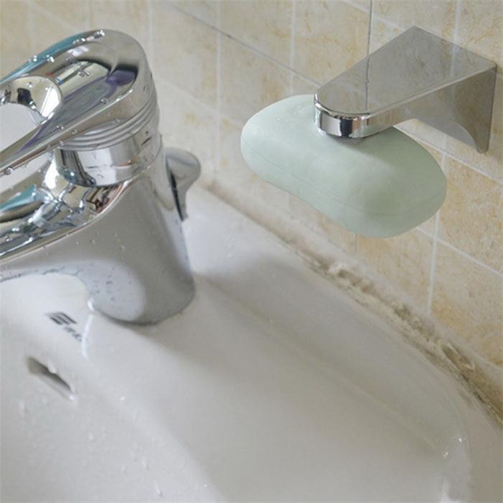 Household Silver Magnetic Soap Holder Container Dispenser Wa