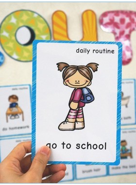 46 Group Daily Routine English Kids Flash Cards Everyday Phr