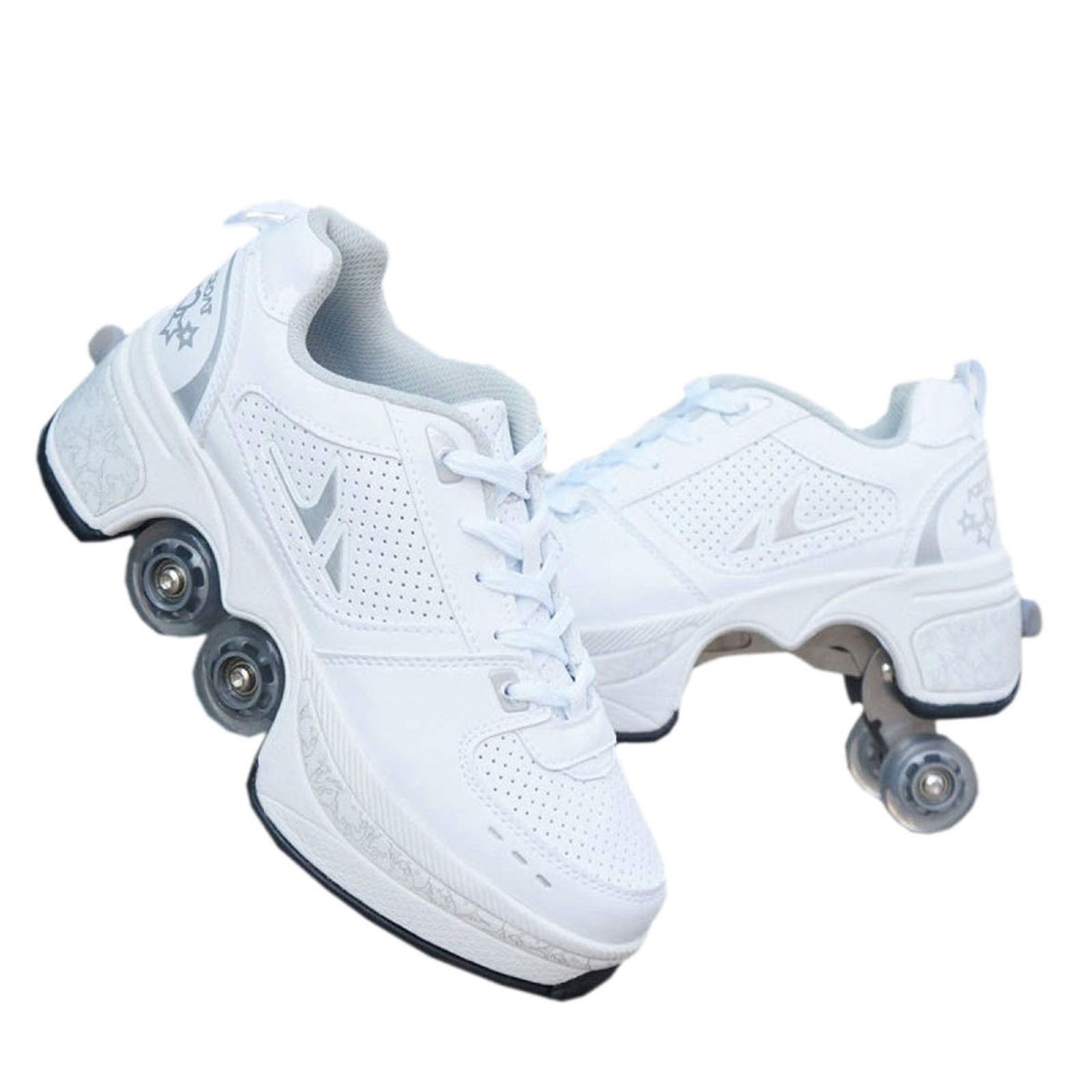 Deformation Roller Shoes Parkour Wheel Shoes 4 Wheels Rounds