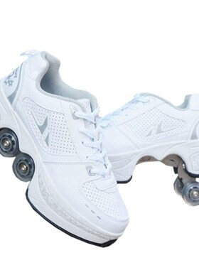Deformation Roller Shoes Parkour Wheel Shoes 4 Wheels Rounds