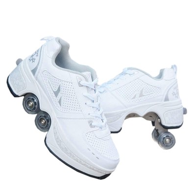 Deformation Roller Shoes Parkour Wheel Shoes 4 Wheels Rounds