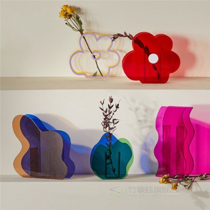 3D Geometry Vase Acrylic Flower Pot Nordic Flower Wave Shap