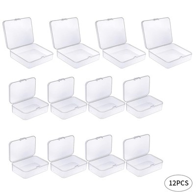 12PCS Plastic Boxes Clear Organizer Mixed Sizes Rectangular