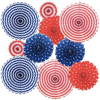 Colorful Hanging Paper Fans Set Election Birthday Party Bab