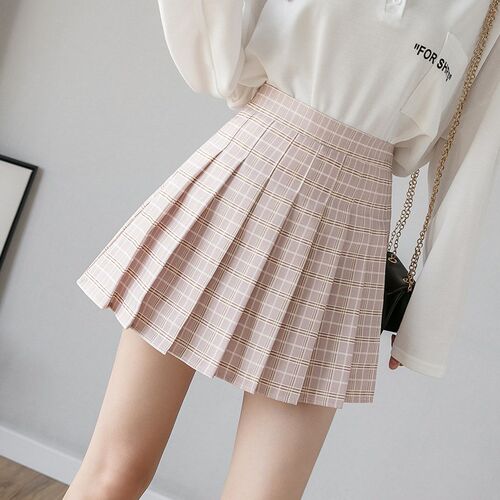 Summer Women's Skirt Shorts High Waist A-line Student Plaid