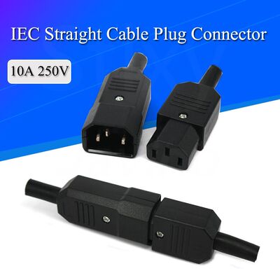 IEC Straight Cable Plug Connector C13 C14 10A 250V Black fem