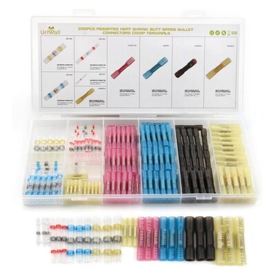 200pcs Assorted Terminators Heat Shrink Butt Splice Solderin