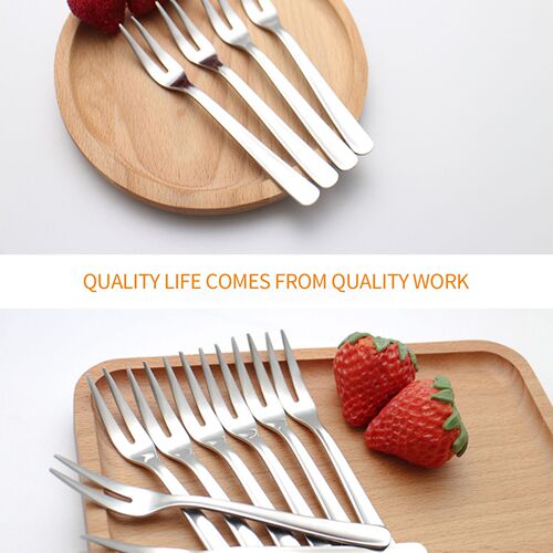 6PCS Stainless Steel Two-tine Fruit 适用于k Snack Cake Desse
