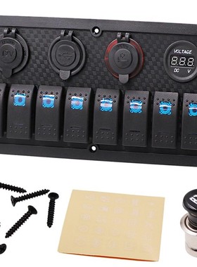 8 Gang Rocker Switch Panel Circuit Breaker Overload Protecte