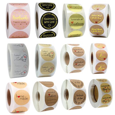 500pcs Handmade With Love Sticker Scrapbooking Customize Ha