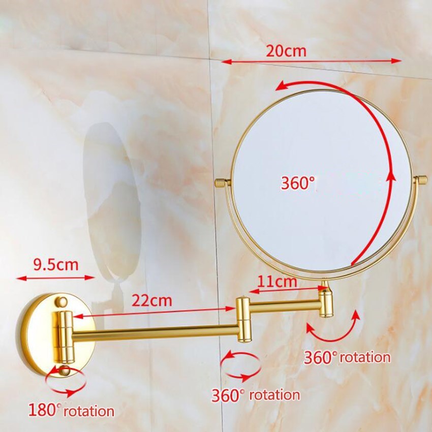 360 degree rotation Double Side Bathroom Folding Shave Makeu