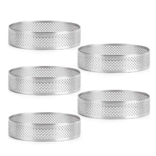 5 Pcs Circular Porous Tart Ring Bottom Tower Pie Cake Mould
